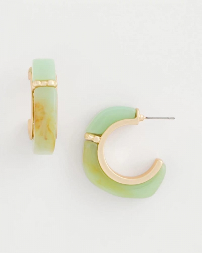 Chicos Aqua Tone Hoop Earrings - AQUA