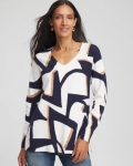Chicos Geo Intarsia V-Neck Tunic - PASSPORT BLUE Chicos Geo Intarsia V-Neck Tunic - PASSPORT BLUE