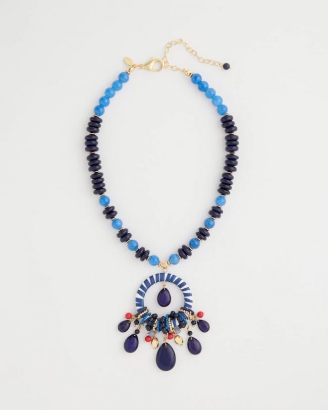 Chicos Americana Mixed Media Pendant Necklace - MULTI