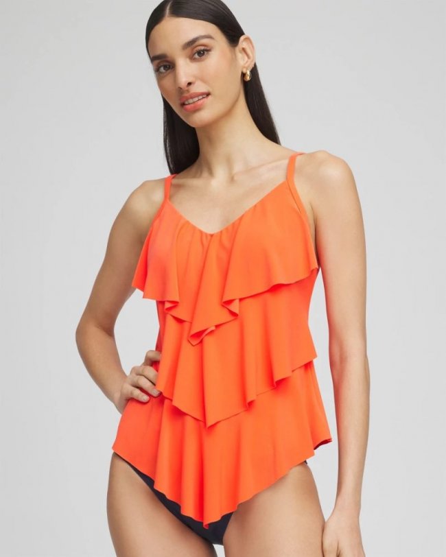 Chicos Magicsuit® Solid Rita Tankini - ORANGE
