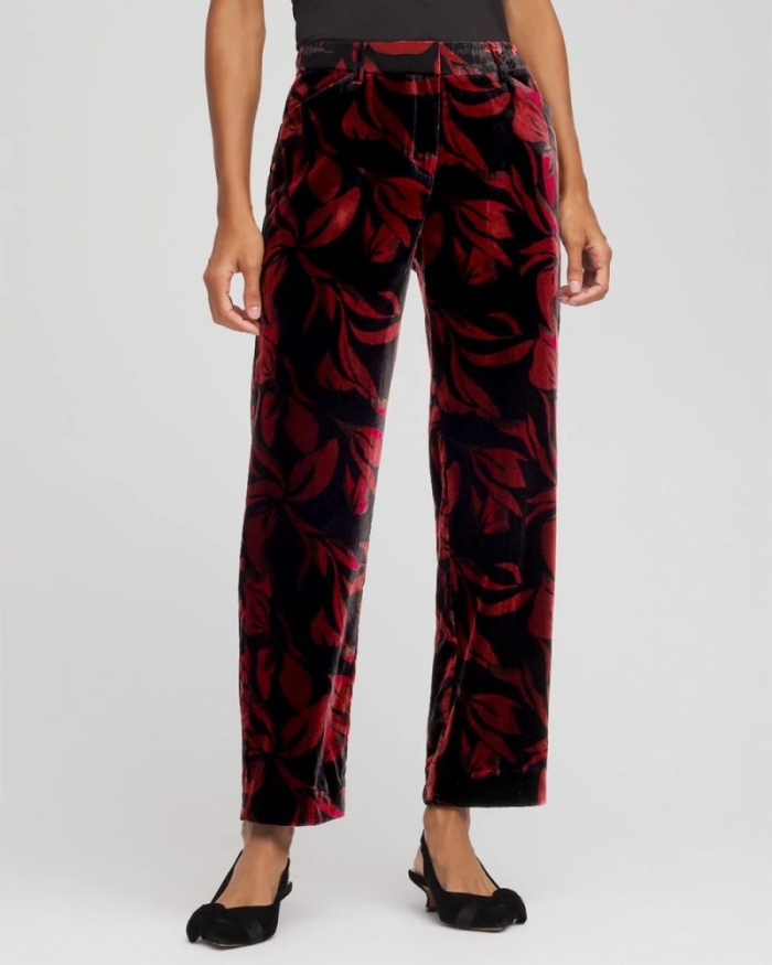 Chicos Velvet Rose Slim Ankle Pants - BLACK