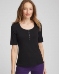 Chicos Pima Cotton Henley Tee - BLACK Chicos Pima Cotton Henley Tee - BLACK