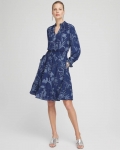 Chicos Floral Smocked Waist Ruffle Dress - DARK HARBOR Chicos Floral Smocked Waist Ruffle Dress - DARK HARBOR