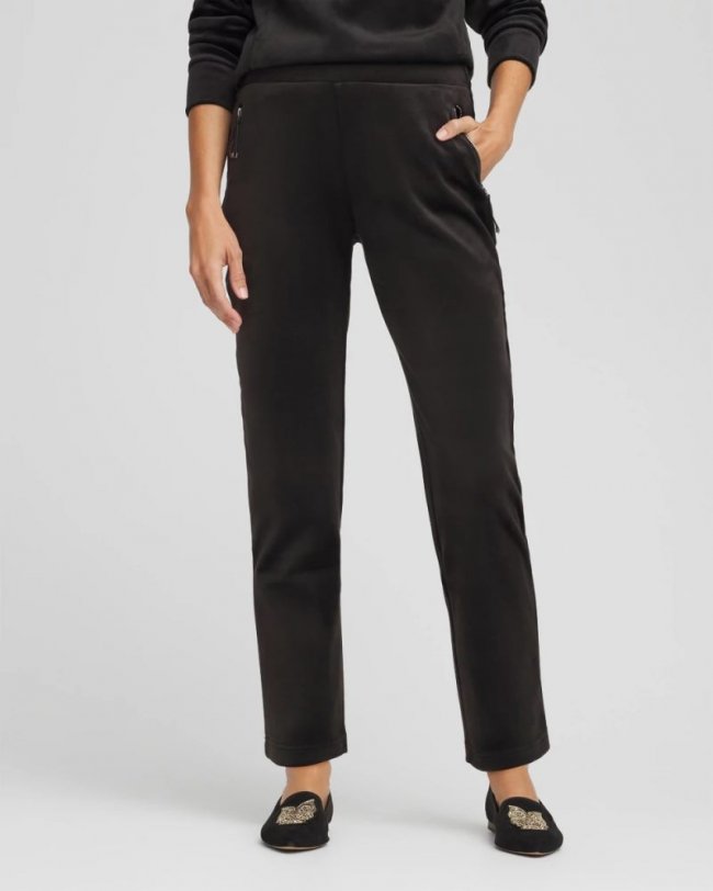Chicos Zenergy® Velour Tapered Ankle Pants - BLACK