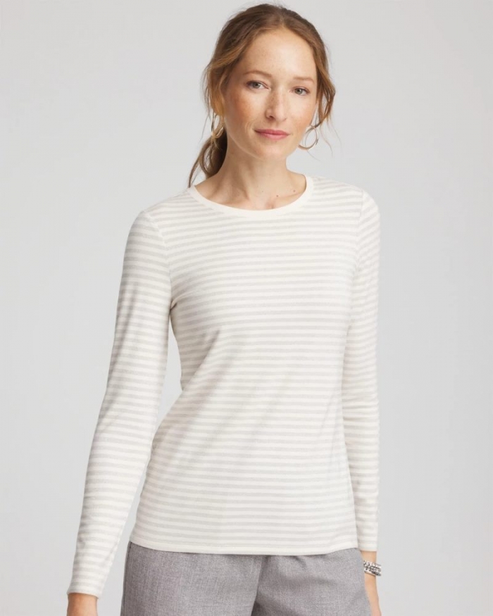 Chicos Metallic Layering Tee - ENGLISH CREAM