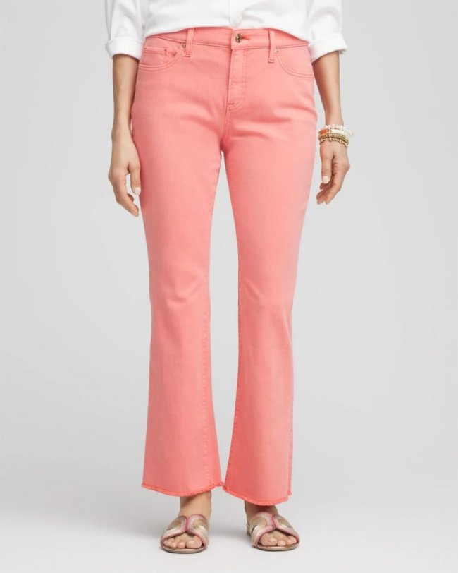 Chicos Girlfriend Fray Hem Kick Flare Jeans - MELON MAMBO
