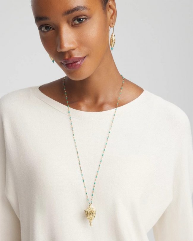 Chicos Lantern Pendant Necklace - TURQUOISE