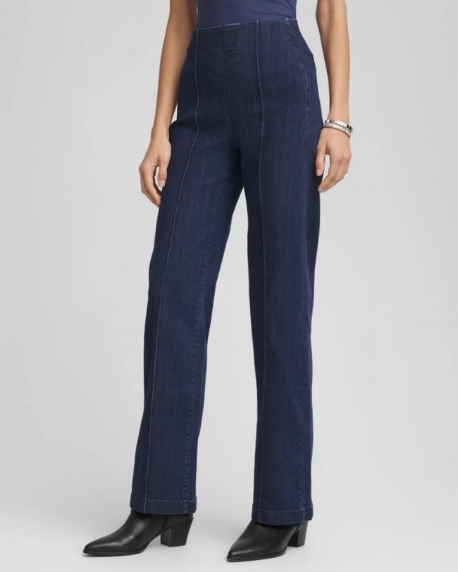 Chicos Pull-On Wide-Leg Trouser Jeans - BRIDGE STREET RINSE