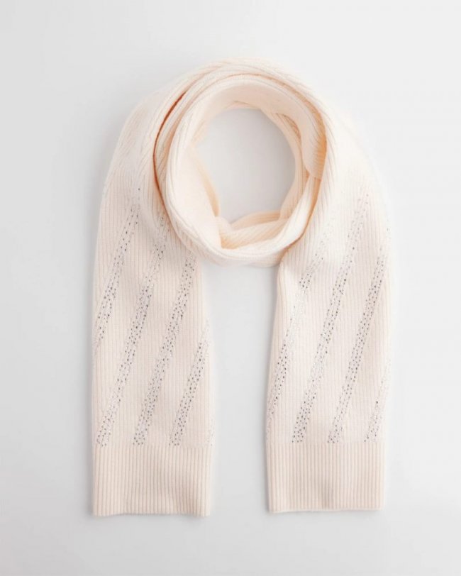 Chicos Embellished Striped Scarf - ENGLISH CREAM Chicos Embellished Striped Scarf - ENGLISH CREAM