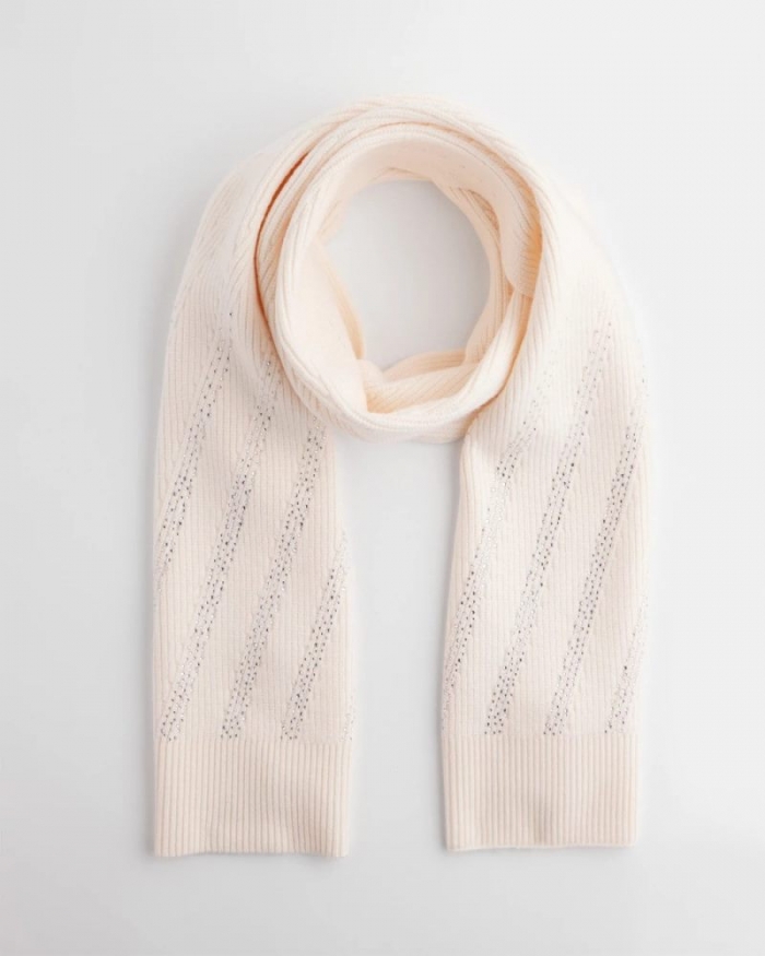 Chicos Embellished Striped Scarf - ENGLISH CREAM