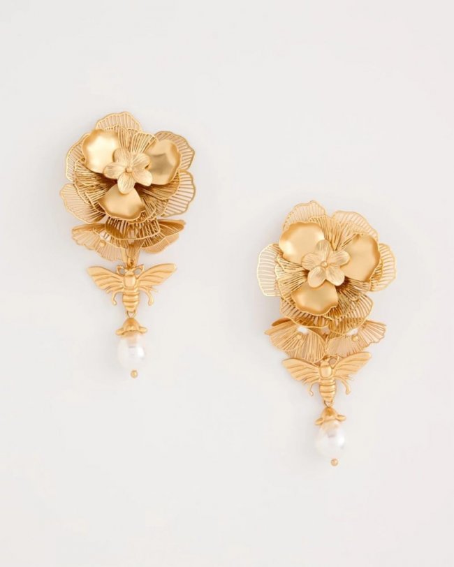 Chicos Filigree Flower Earrings - GOLD