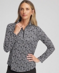 Chicos Zenergy® UPF Printed Half-Zip Mockneck Top - BLACK