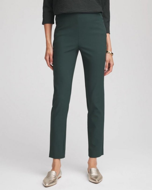 Chicos Lightweight Juliet Straight Ankle Pants - DARKEST SPRUCE