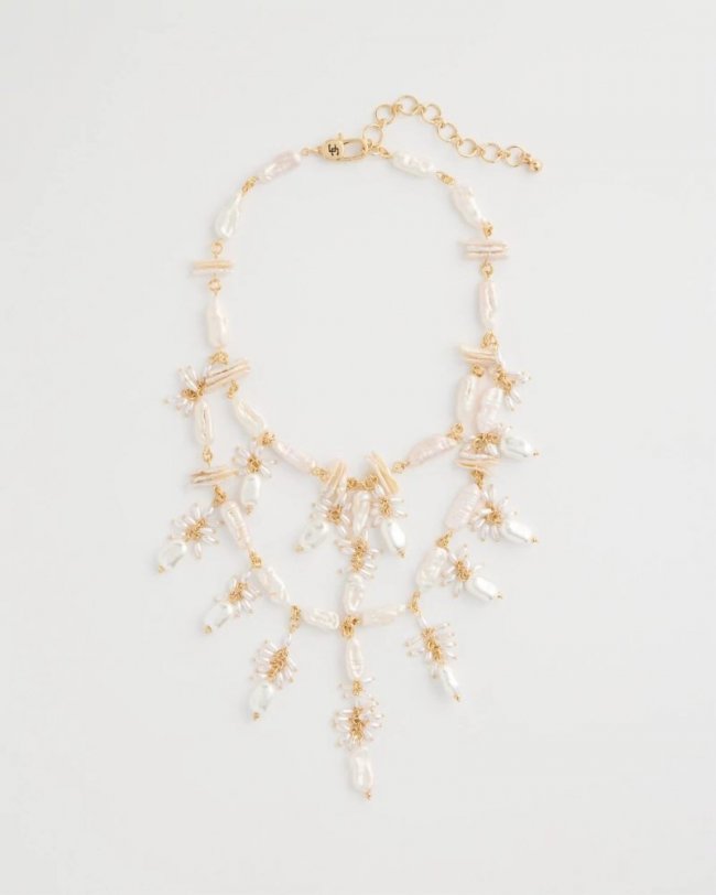 Chicos Chico's Originals Pearl Cluster Bib Necklace - PEARL