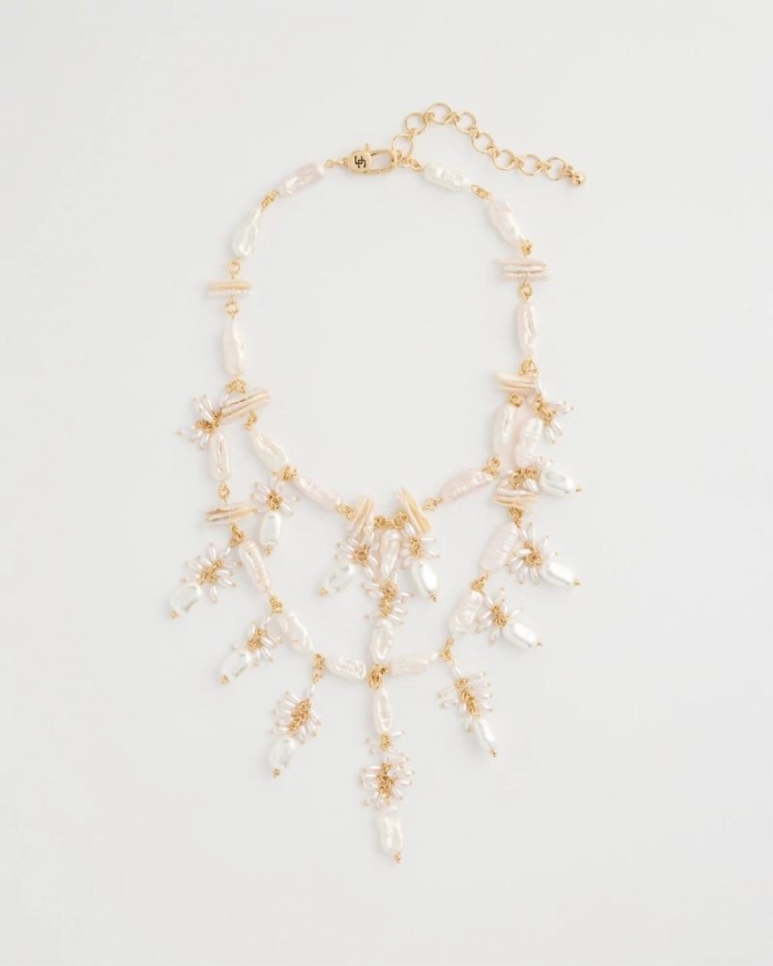Chicos Chico's Originals Pearl Cluster Bib Necklace - PEARL