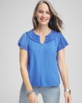 Chicos Touch of Cool™ Layered Pleated Flutter Tee - BLUE PEARL Chicos Touch of Cool™ Layered Pleated Flutter Tee - BLUE PEARL