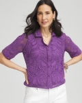 Chicos Palm-Frond Crochet-Lace Shacket - PLUM SHADE Chicos Palm-Frond Crochet-Lace Shacket - PLUM SHADE