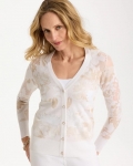Chicos Burnout Button-Front Cardigan - ALABASTER Chicos Burnout Button-Front Cardigan - ALABASTER