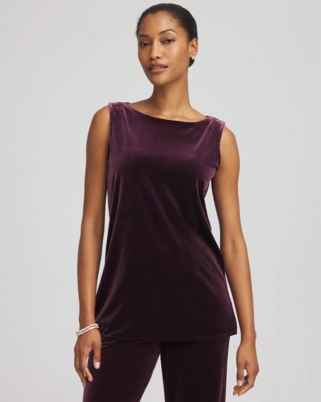 Chicos Travelers™ Velvet Side-Slit Tank - NIGHT BLOOM