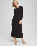 Chicos Embellished Column Maxi Dress - BLACK