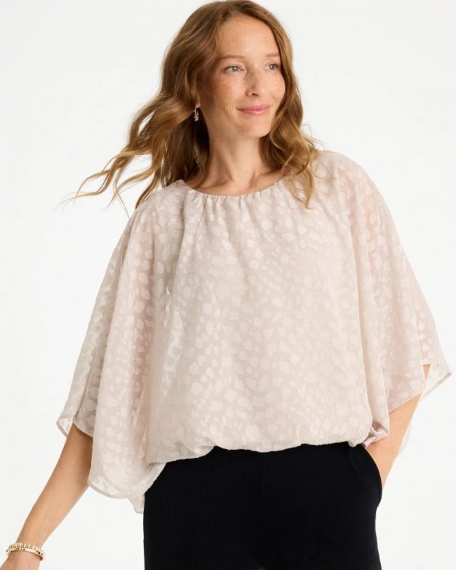 Chicos Travelers™ Bubble Hem Top - SMOKEY TAUPE