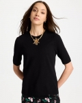 Chicos Ella Crewneck Pullover Sweater - BLACK