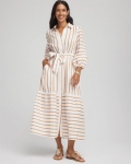 Chicos Striped Cotton-Gauze Shirtdress