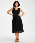 Chicos Knit Embroidered Lace Sleeveless Dress - BLACK Chicos Knit Embroidered Lace Sleeveless Dress - BLACK