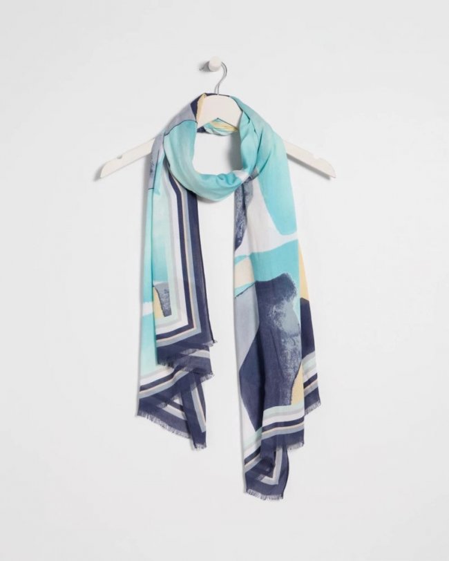 Chicos Artisanal Patch Oblong Scarf - PASSPORT BLUE Chicos Artisanal Patch Oblong Scarf - PASSPORT BLUE