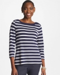 Chicos Pima 3/4 Sleeve Tee - PASSPORT BLUE