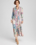 Chicos Belted Paisley Patch Maxi Shirtdress - MINERAL GREEN