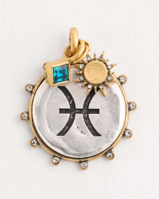 Chicos Pisces Zodiac Charm Pendant - MIXED METALS