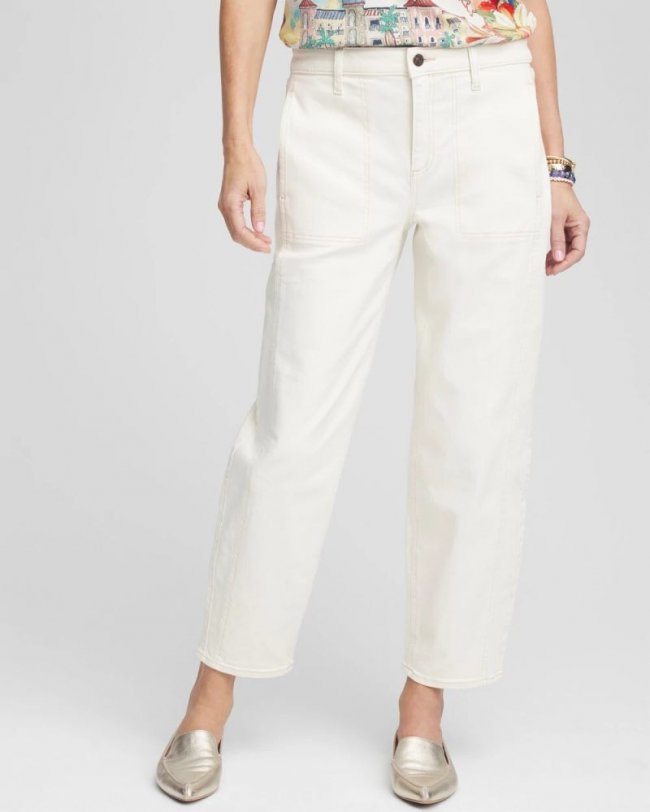 Chicos Utility Tapered Jeans - SEA SALT