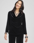 Chicos Travelers™ Velvet Cowlneck Top - TRAVELERS BLACK