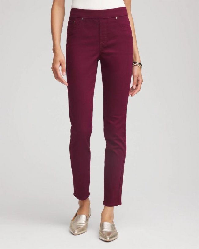 Chicos Modern Pull-On Ankle Jeggings - DEEP CHIANTI