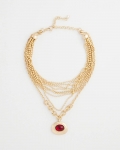Chicos Art Deco Red Gem Pendant Necklace - RED Chicos Art Deco Red Gem Pendant Necklace - RED