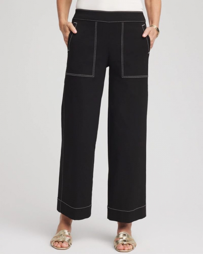 Chicos Brigitte™ Utility Wide-Leg Cropped Pants - BLACK