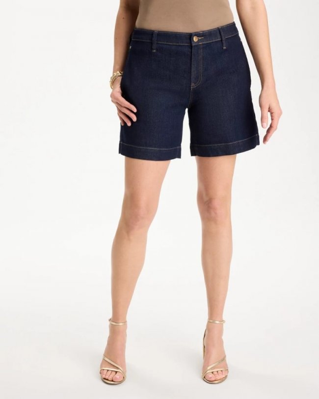Chicos Denim Trouser Shorts - CEDAR RINSE