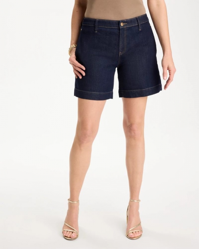 Chicos Denim Trouser Shorts - CEDAR RINSE