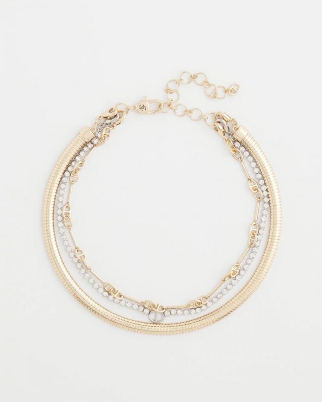 Chicos Mixed Metal Link Triple-Strand Necklace - MIXED METALS