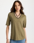 Chicos Cotton Slub V-Neck Tee - LICHEN Chicos Cotton Slub V-Neck Tee - LICHEN