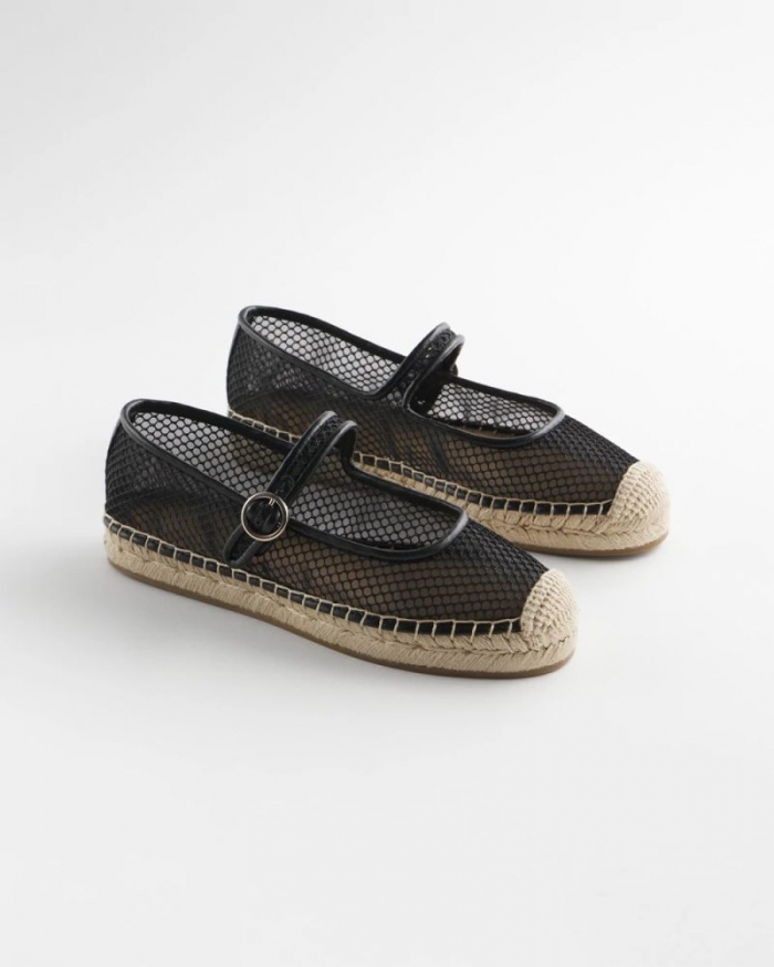 Chicos Eliana Mesh Mary Jane Espadrille - BLACK