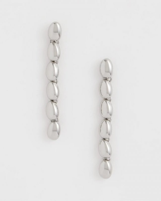 Chicos Silver Linear Bead Earrings - SILVER
