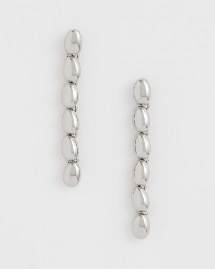 Chicos Silver Linear Bead Earrings - SILVER