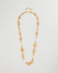 Chicos Pearl Hammered Long Necklace - GOLD Chicos Pearl Hammered Long Necklace - GOLD