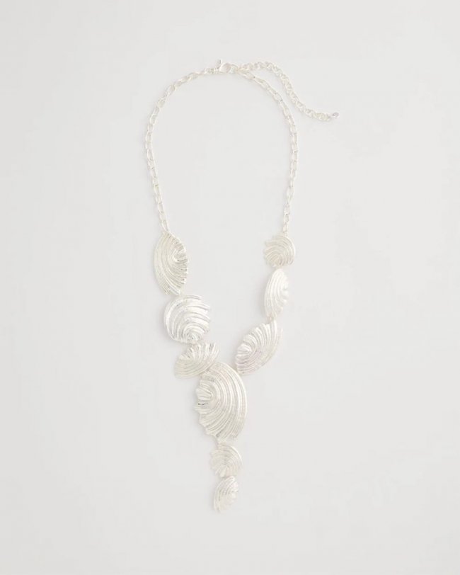 Chicos Silvertone Shell Charm Y-Necklace - SILVER