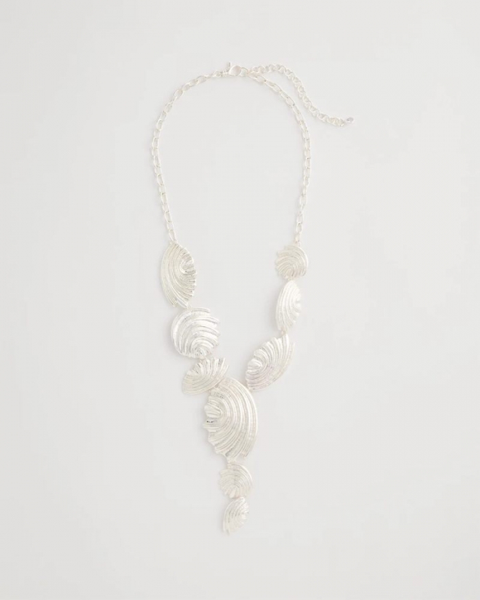 Chicos Silvertone Shell Charm Y-Necklace - SILVER