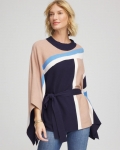 Chicos Belted Colorblock Poncho - PASSPORT BLUE Chicos Belted Colorblock Poncho - PASSPORT BLUE