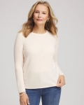 Chicos Crewneck Cashmere Pullover Sweater - CREAM Chicos Crewneck Cashmere Pullover Sweater - CREAM