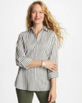 Chicos No Iron Stretch Striped Shirt - KELP FOREST